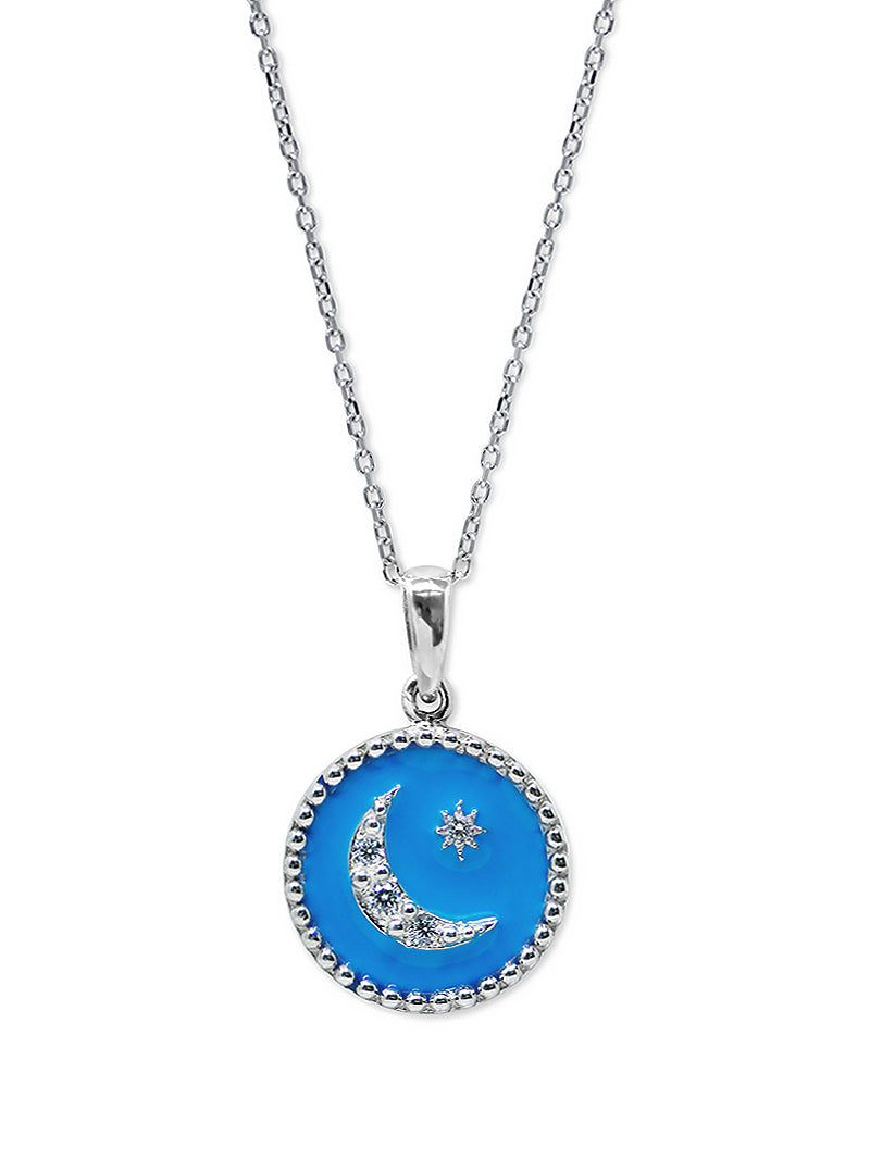 Aztec Enamel Crescent Moon Medallion