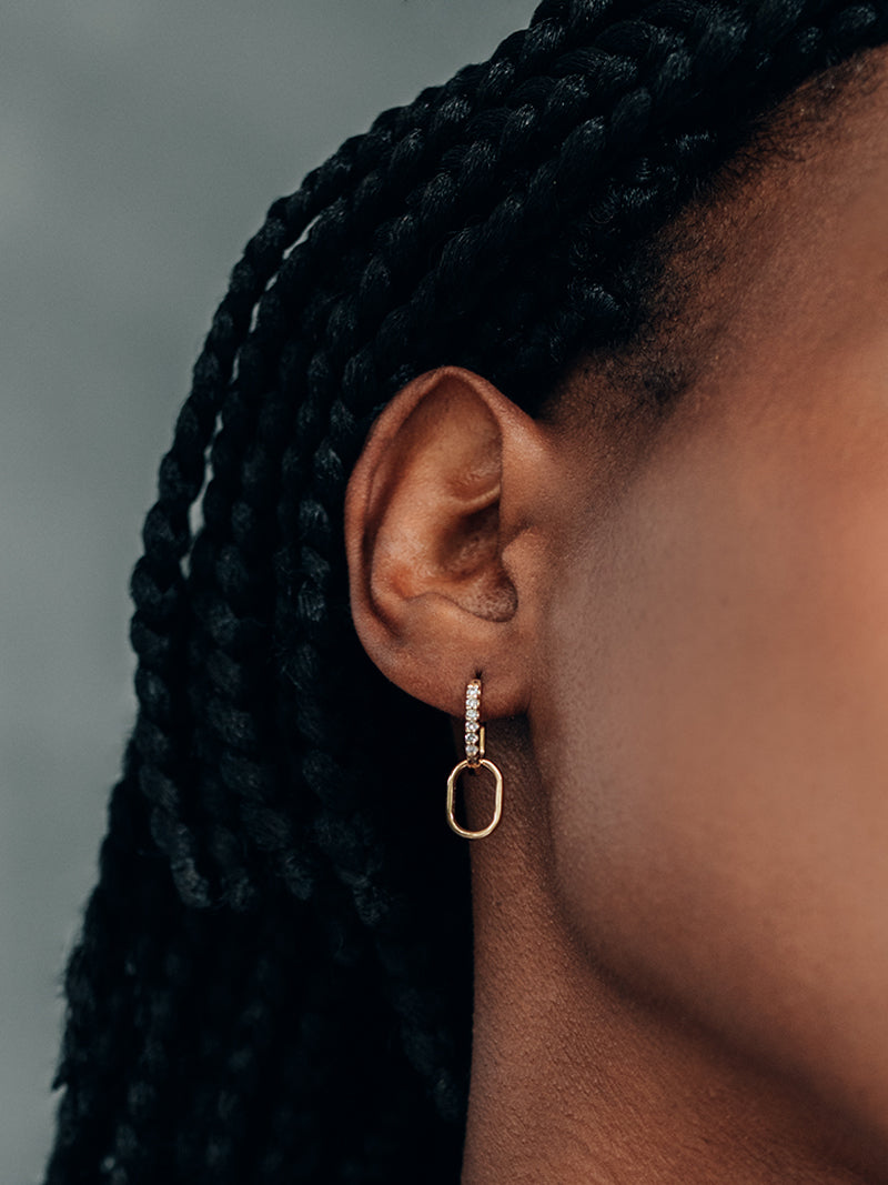 Classique Pavé Paper Clip Double Hoops