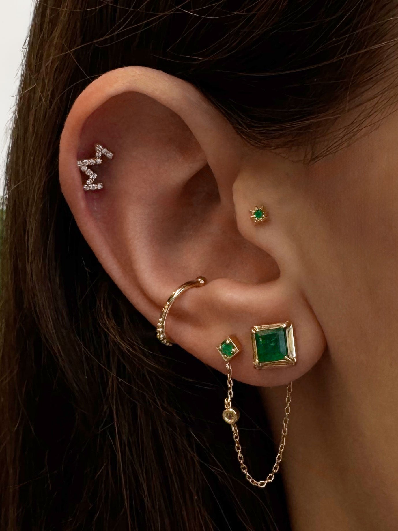 Cléo Carré Square Emerald Studs