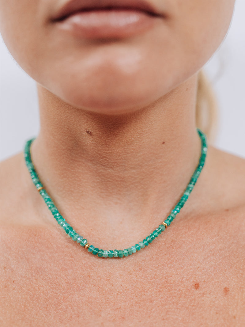 Bohème Faceted Green Opal Rondelle Necklace