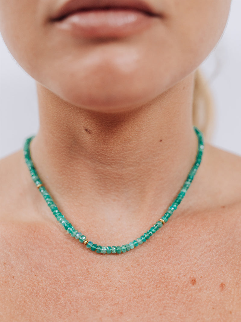 Collier Bohème à Rondelles en Facettes Opale Paraiba