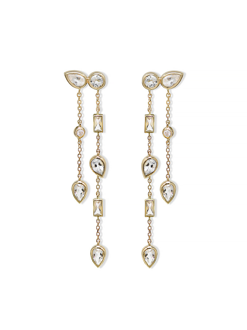 Boucle D'oreille Chandelier Double Chaîne Cléo Eliana