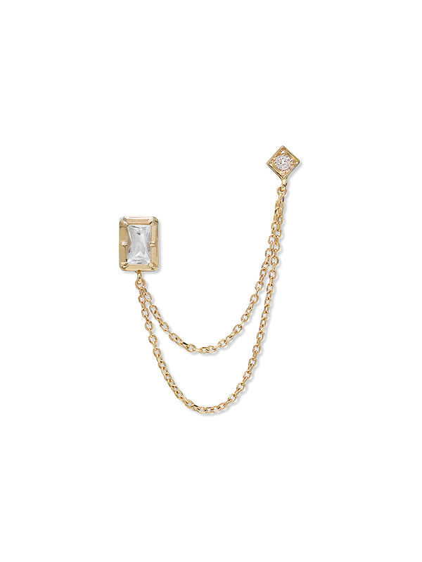 Cleo Carré Baguette & Rhombus Chain Earring