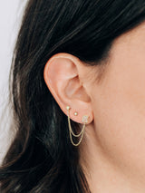 Boucle D'oreille Cleo Carré en Chaîne Baguette et Rhombe