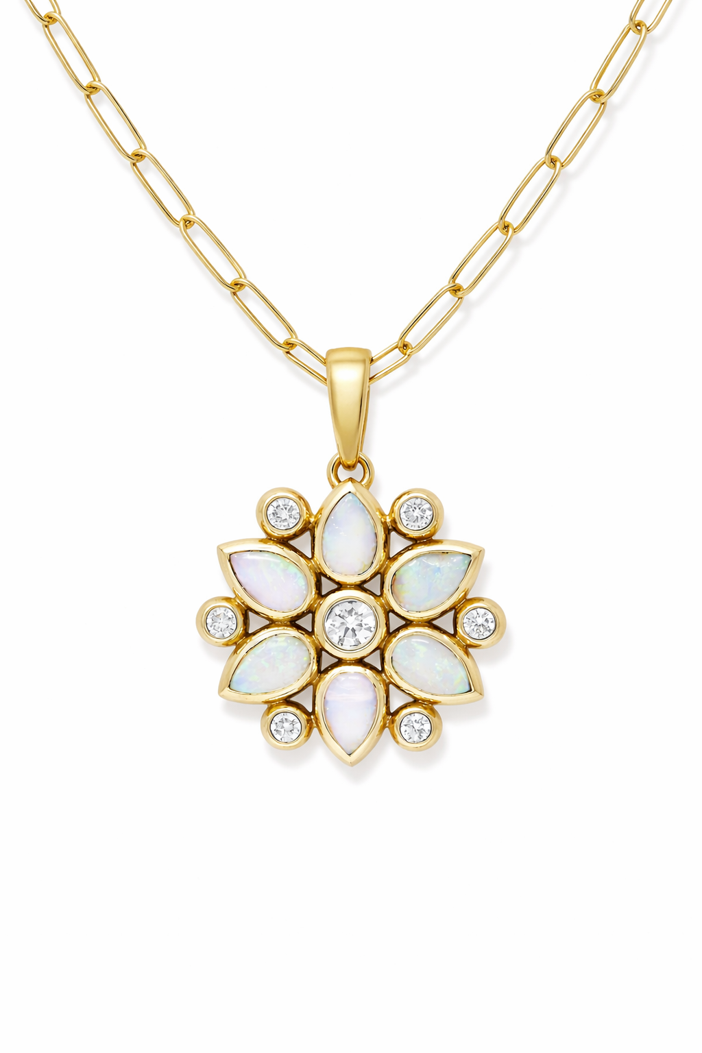 Bouquet Opal and Diamond Flower Power Necklace