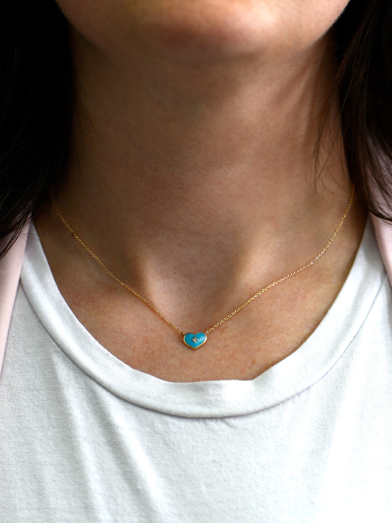 Jac+Jo Turquoise Icon Enamel Heart Pendant