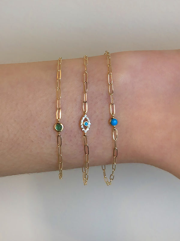 Evil Eye Paperclip Bracelet