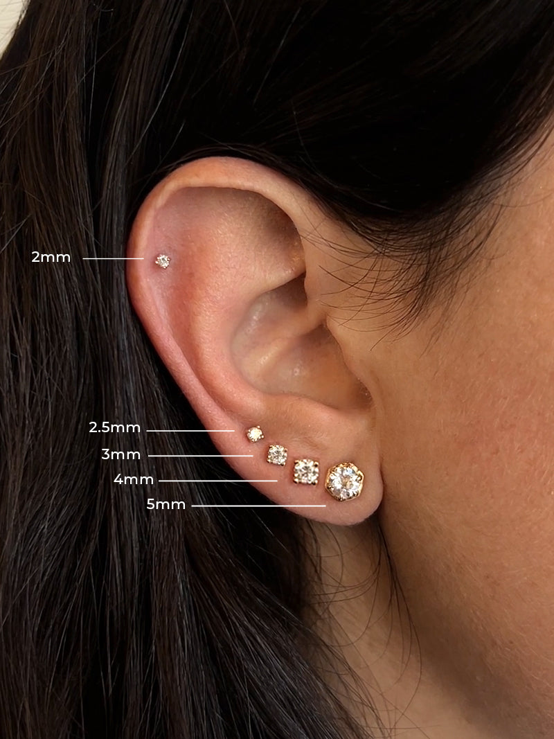 Boucles D'oreilles Classiques en Diamant 4mm