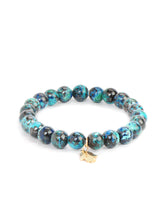 Bracelet Bohème Chrysocolle à Breloques en Or