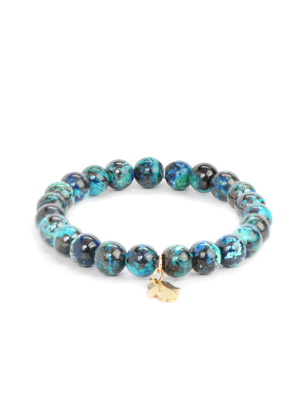 Bracelet Bohème Chrysocolle à Breloques en Or