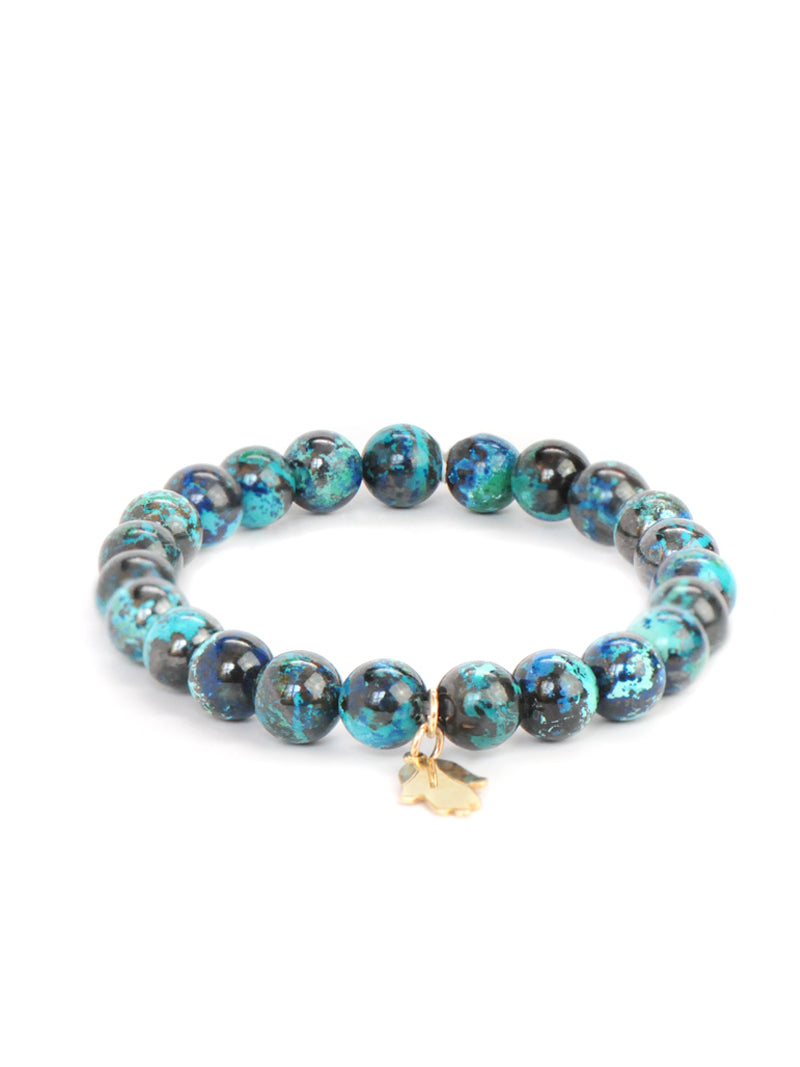 Bracelet Bohème Chrysocolle à Breloques en Or