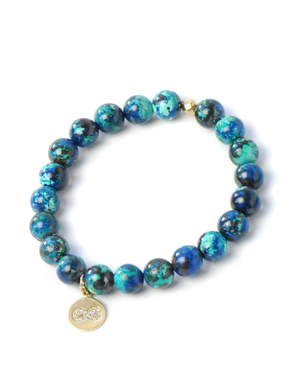 Bracelet Bohème Chrysocolle à Breloques en Or
