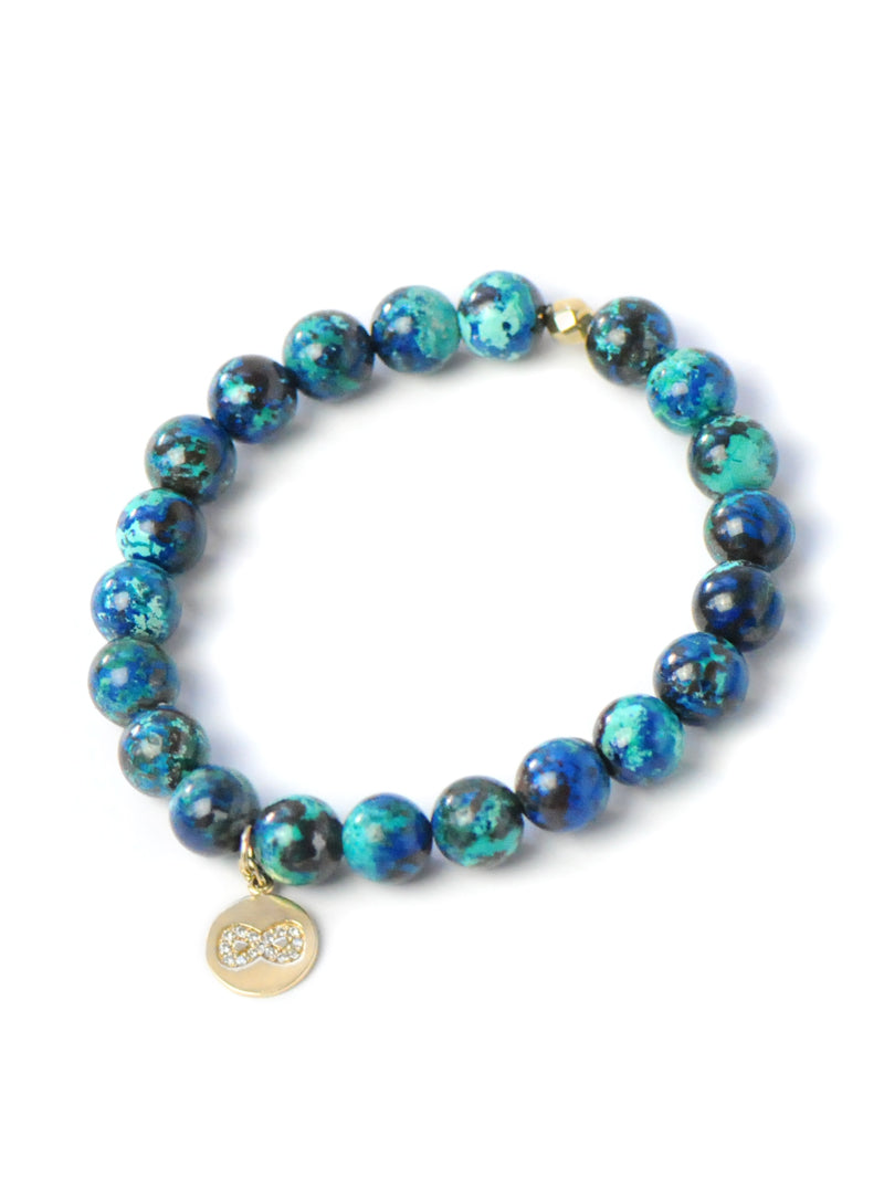 Bracelet Bohème Chrysocolle à Breloques en Or