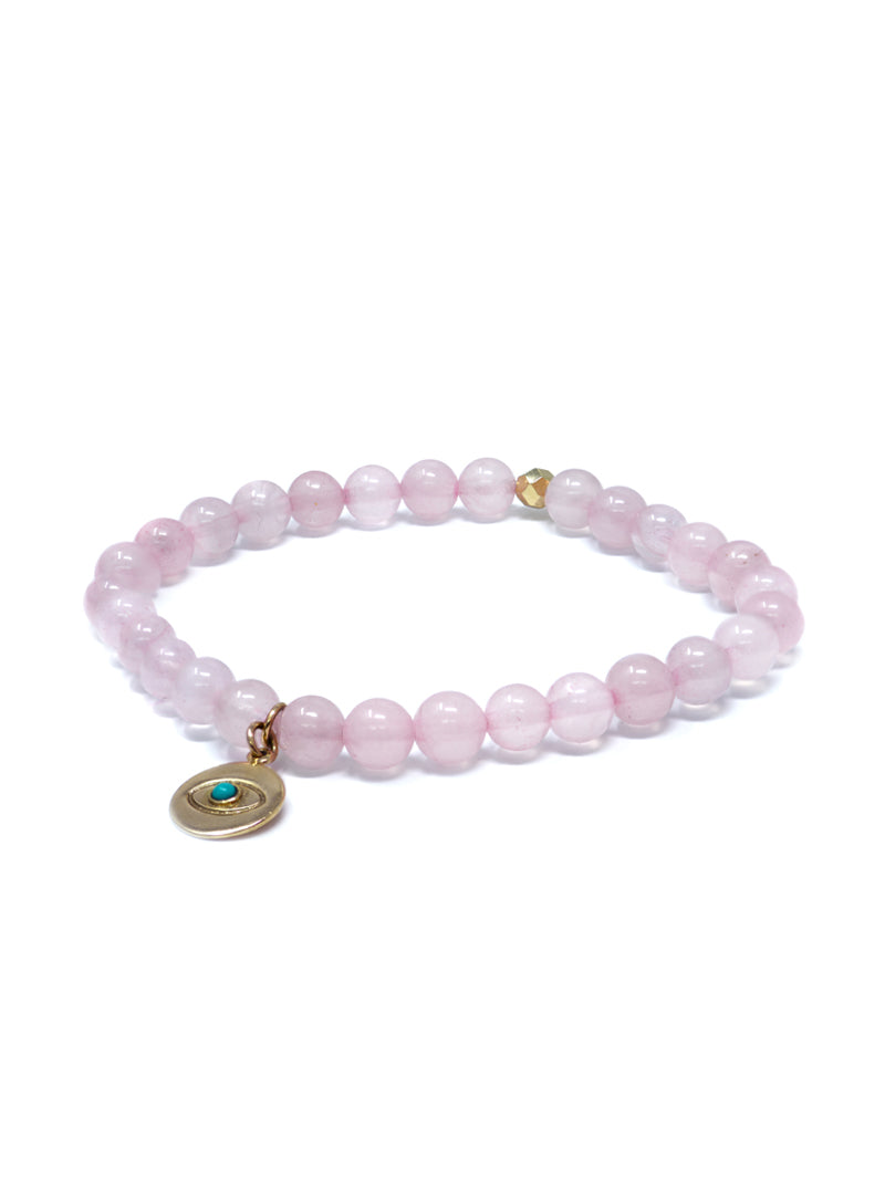 Bracelet Boheme Charme Mauvais Oeil Quartz Rose 