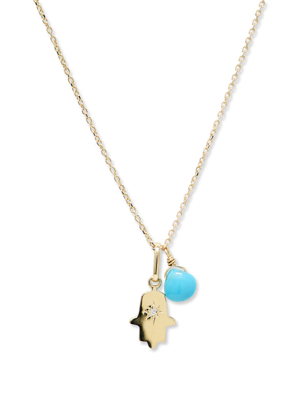 Isla Love Letter Hamsa Charm Necklace