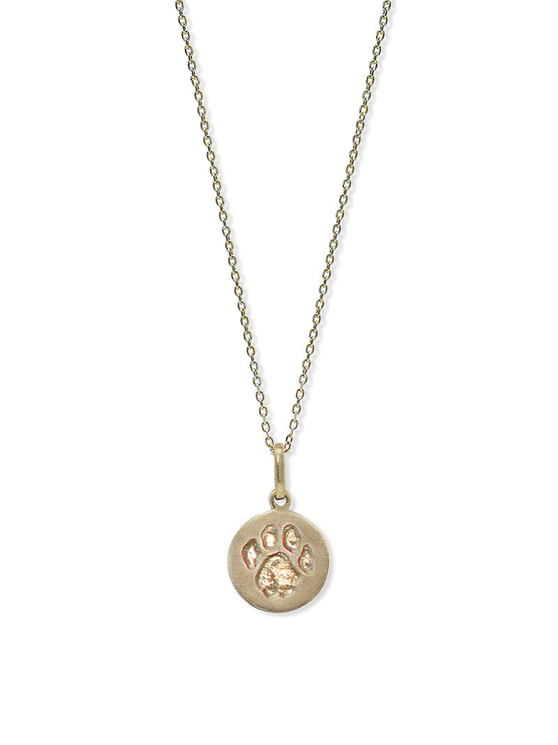 Disk Gold Paw Pendant Necklace