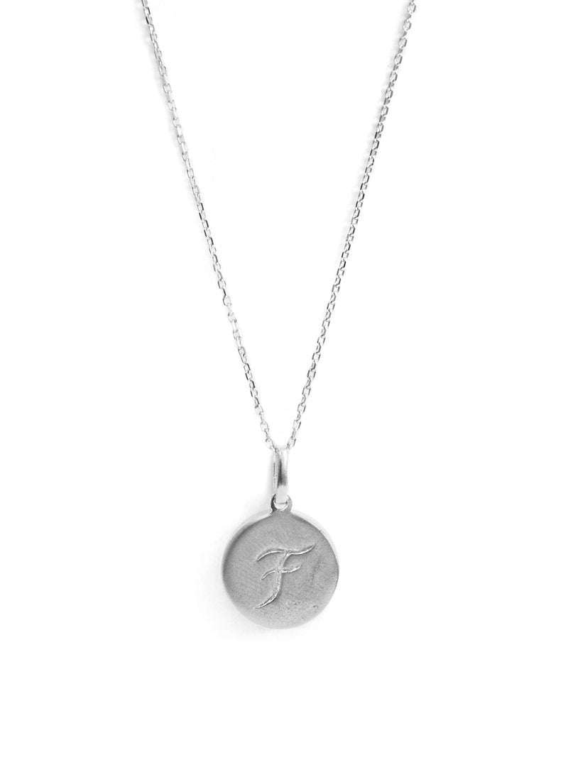 Engraved Initial "F" Disk Pendant