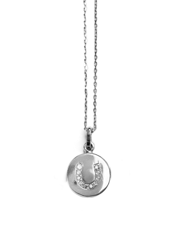 Collier pendentif disque en argent - Pave U