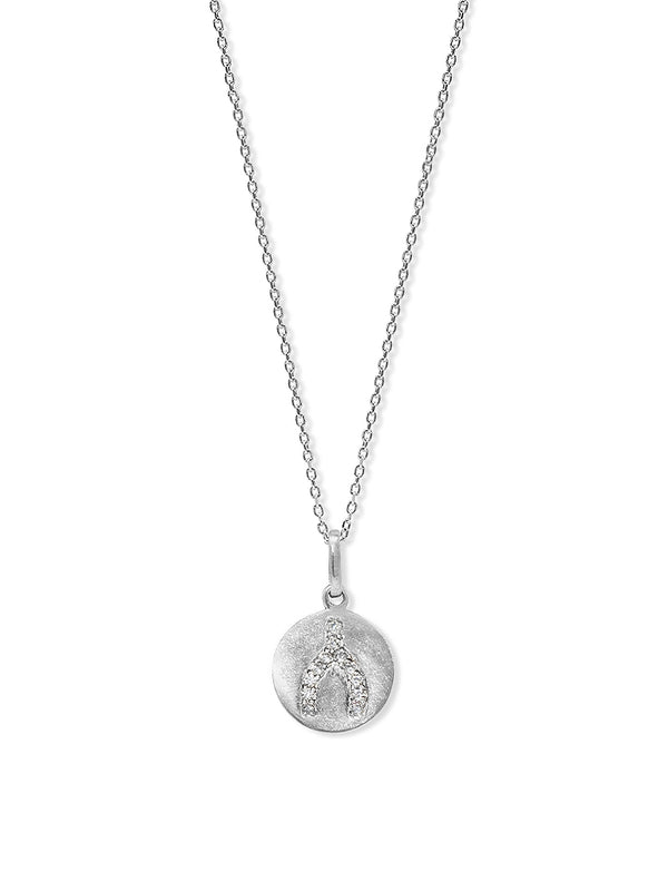 Engraved Pavé Symbol Disk Pendant