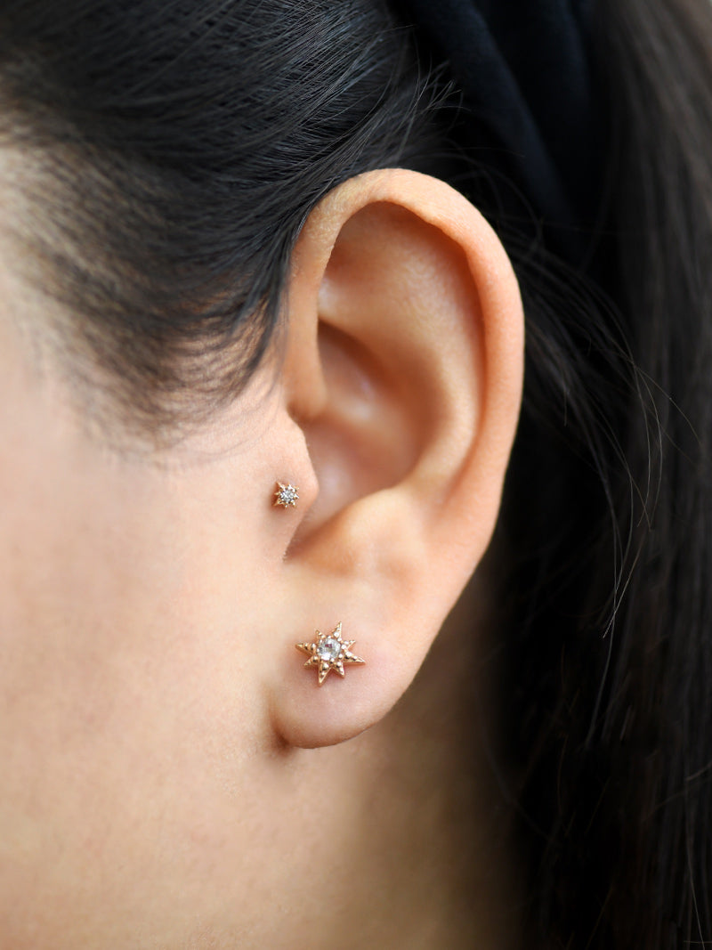 Puces d'oreilles croissant de lune et étoile éclatée mixte Aztec 