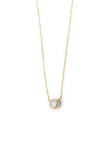 Classique Mini Bezel Necklace - Moonstone & Gold