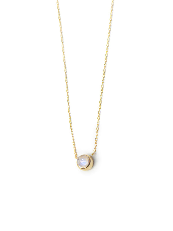 Classique Mini Bezel Necklace - Moonstone & Gold