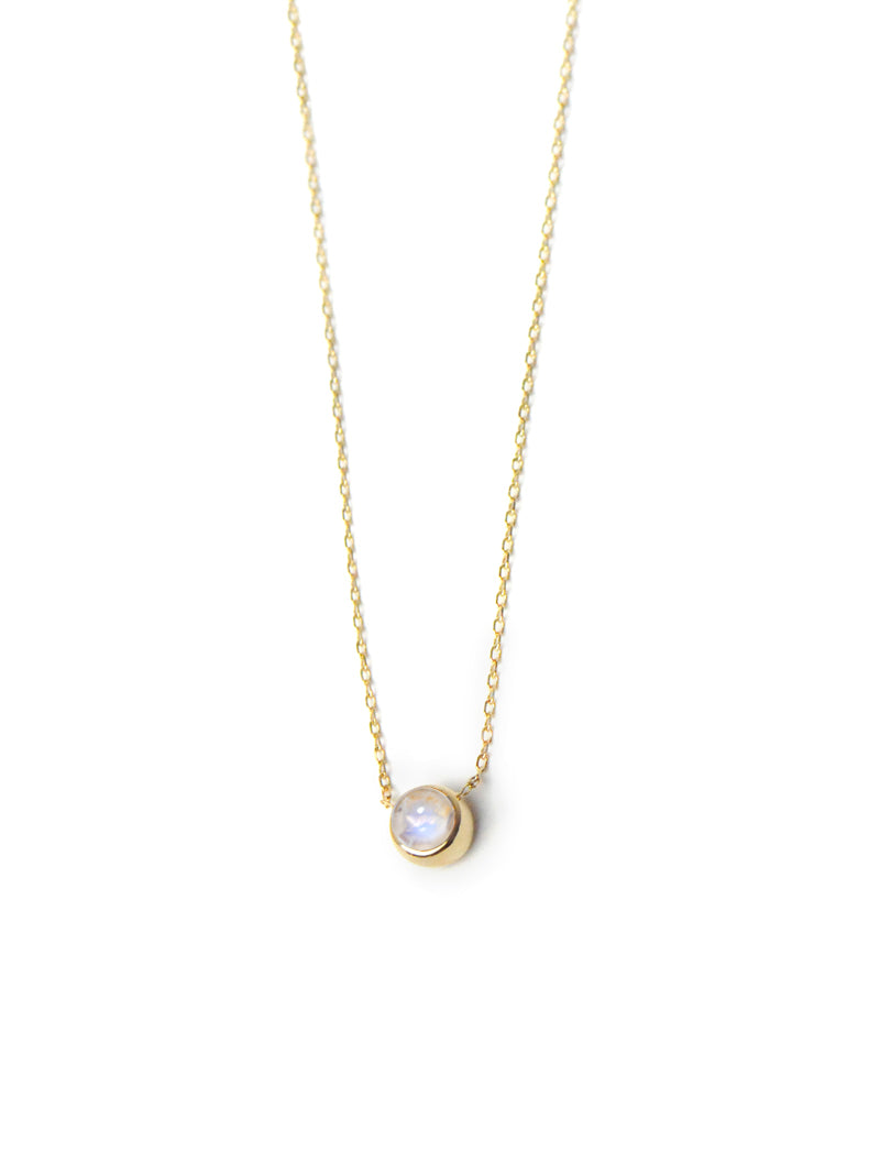 Classique Mini Bezel Necklace - Moonstone & Gold
