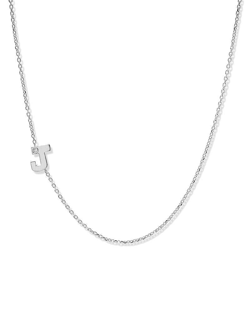 Love Letter Personalized Initial Necklace in White Gold and Diamond