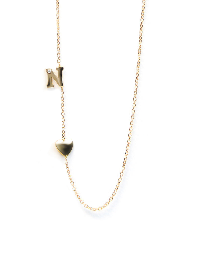 Collier Coeur et Lettre Lettre d'Amour Personnalisable