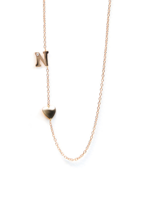 Collier Coeur et Lettre Lettre d'Amour Personnalisable