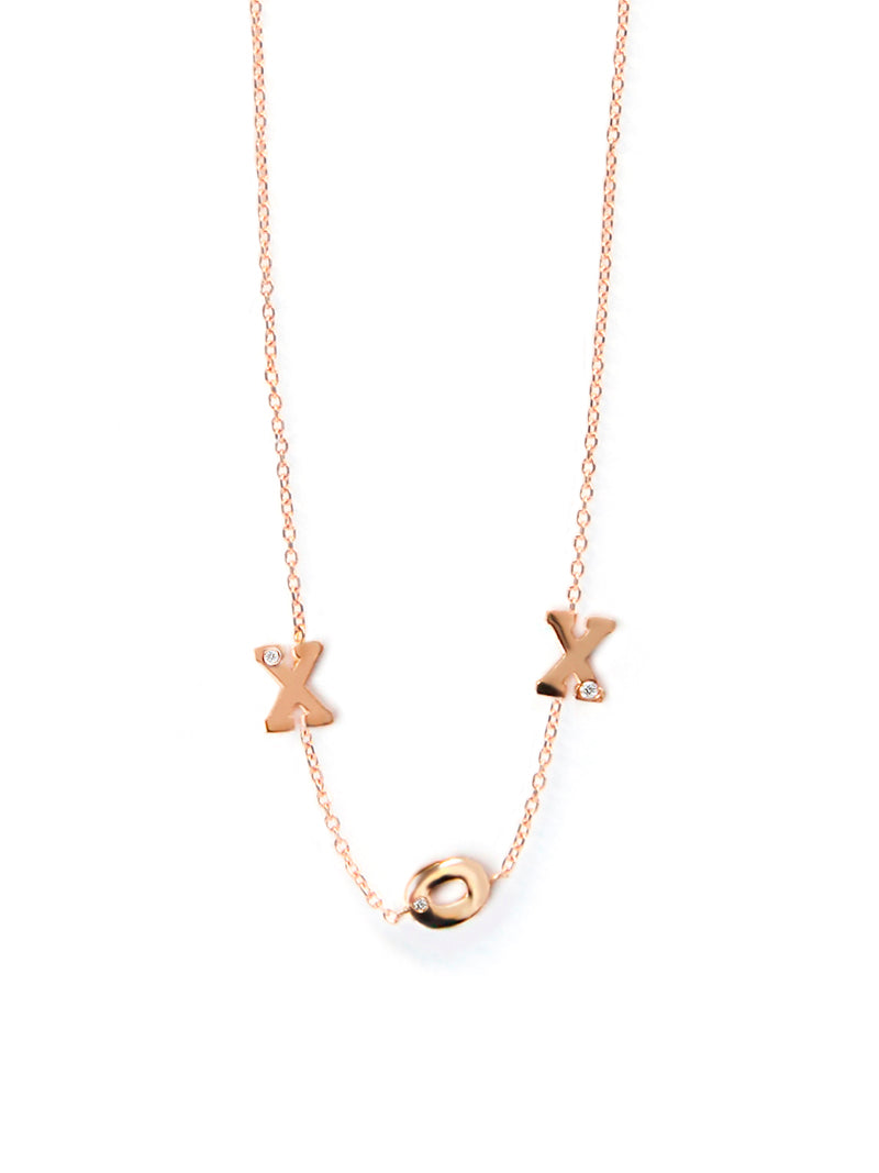 Collier à Stations XOX à Diamant Unitaire Love Letter