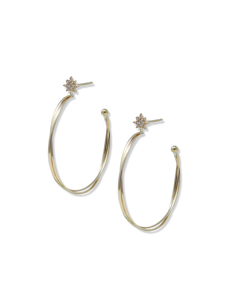 Boucles d'oreilles créoles torsadées or aztèque