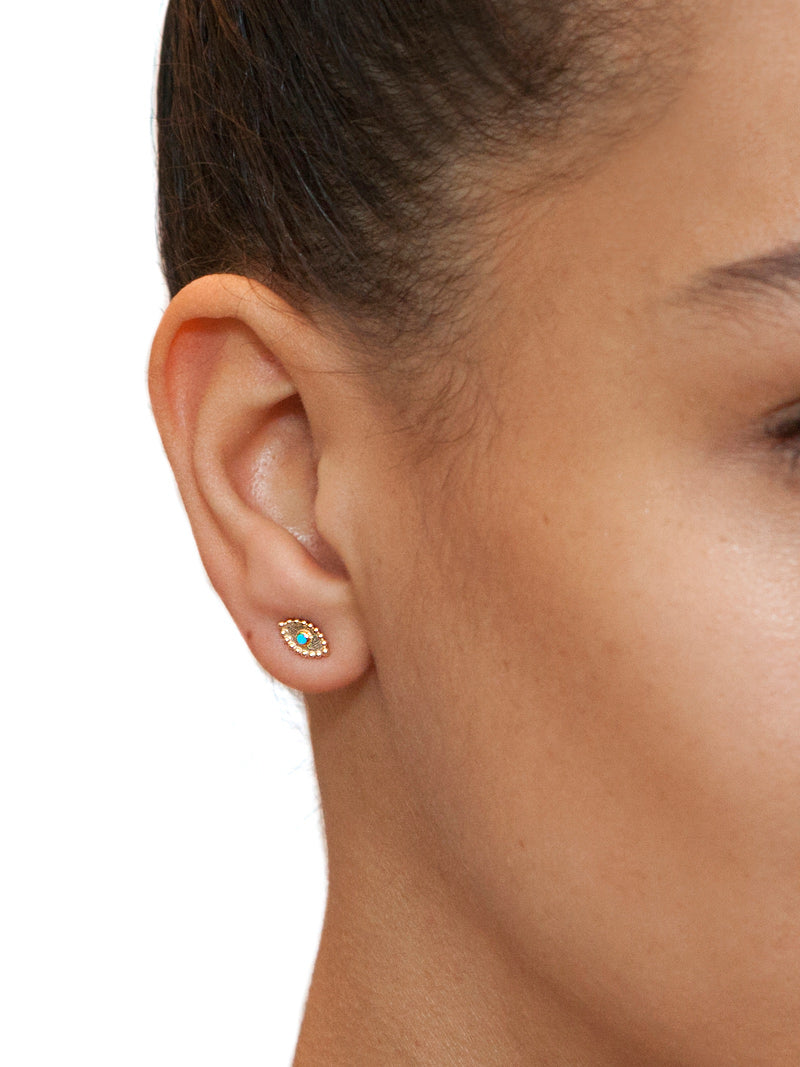 Dew Drop Turquoise Evil Eye Studs