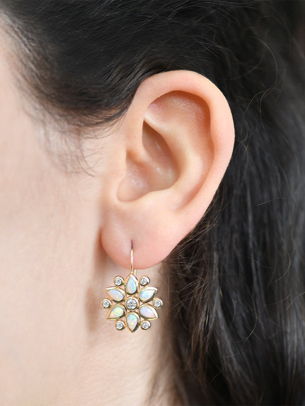 Bezel Bouquet Petal Hanging Earrings