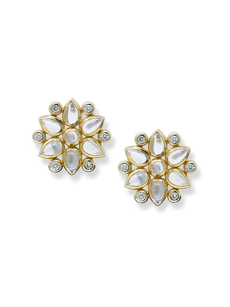 Bezel Bouquet Pétale Boutons D'oreille