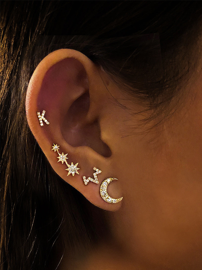 Boucles d'oreilles grand croissant de lune Aztec