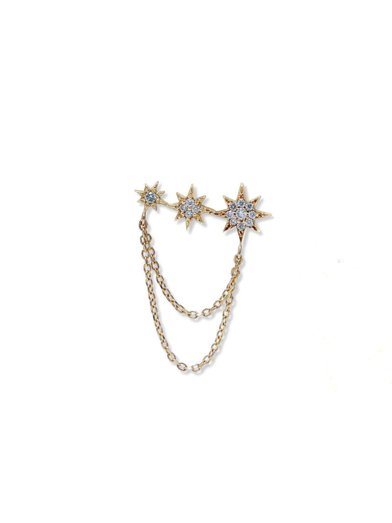 Aztec Morgan North Star Trio Single Chain Earring