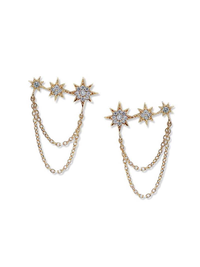 Aztec Morgan North Star Trio Single Chain Earring