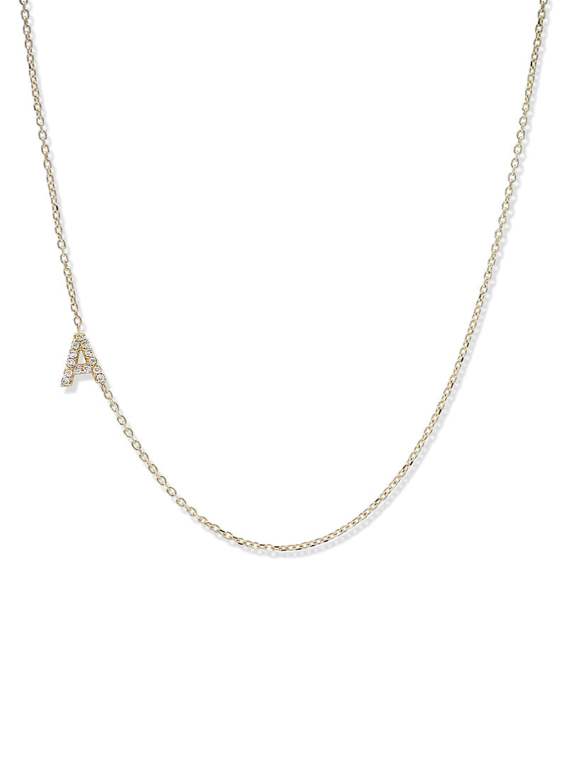 Collier Love Letter Personalisable de A à Z en Pavé