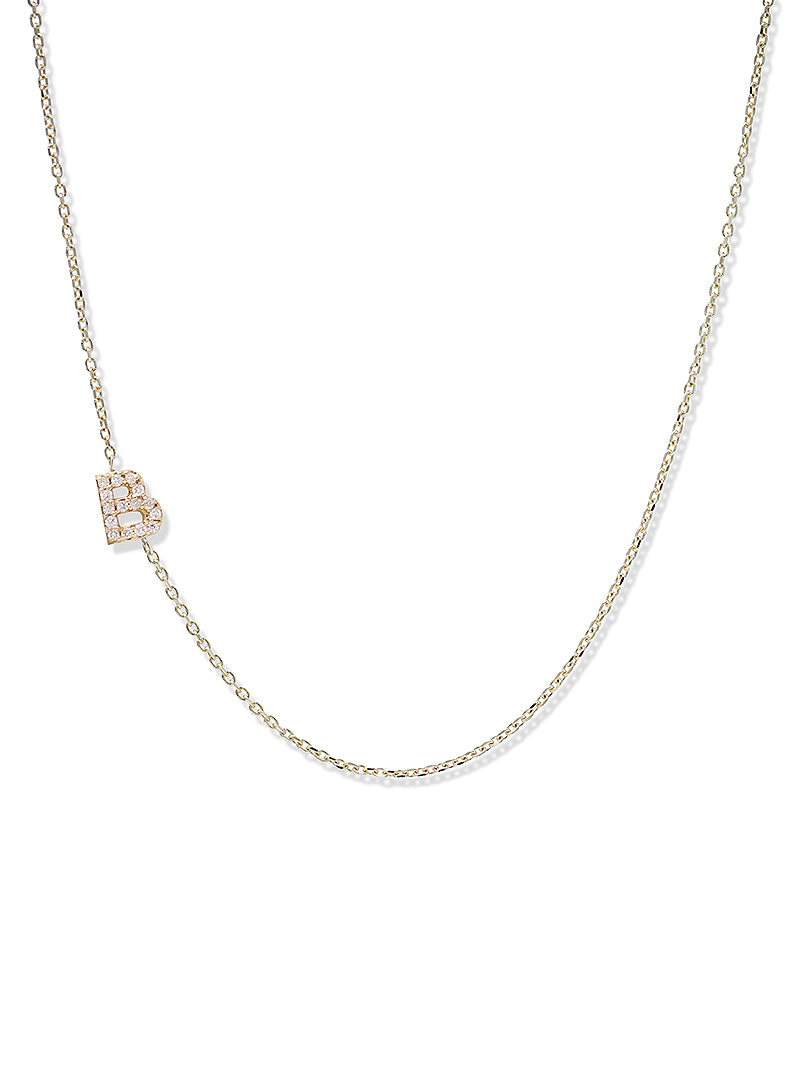 Collier Love Letter Personalisable de A à Z en Pavé