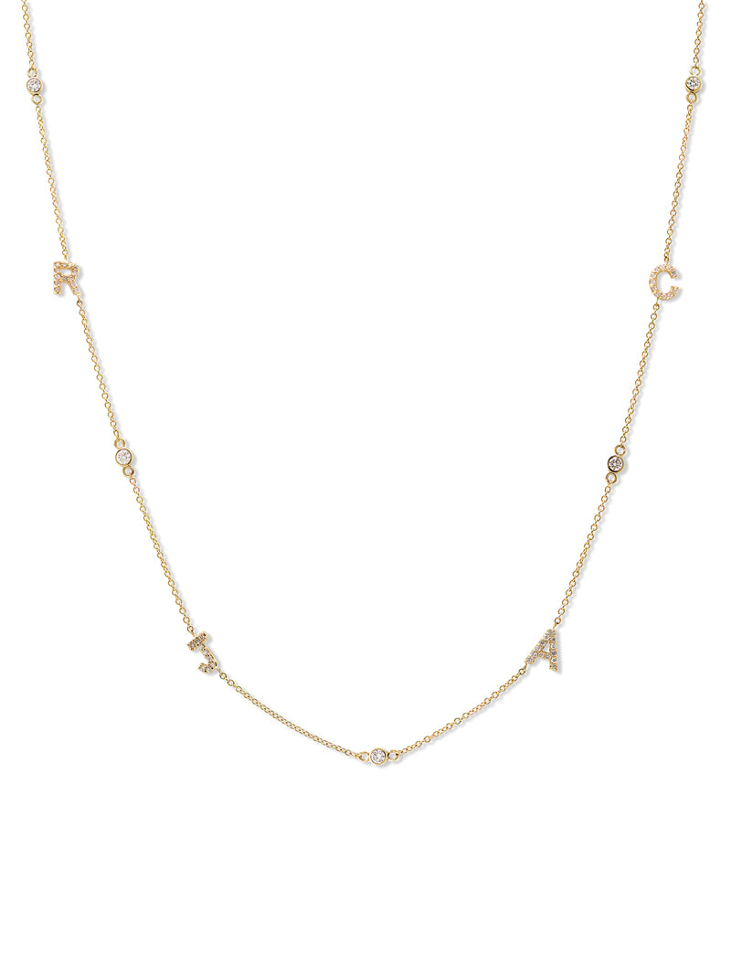 Customizable Love Letter Pavé and Diamond Bezel Necklace