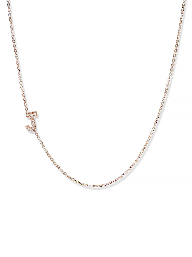 Love Letter Pavé Necklace in Rose Gold