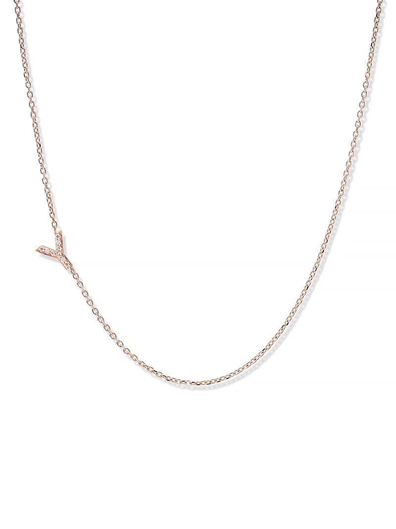 Love Letter Pavé Necklace in Rose Gold