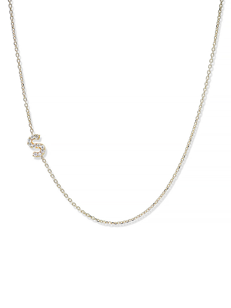 Collier Love Letter Personalisable de A à Z en Pavé