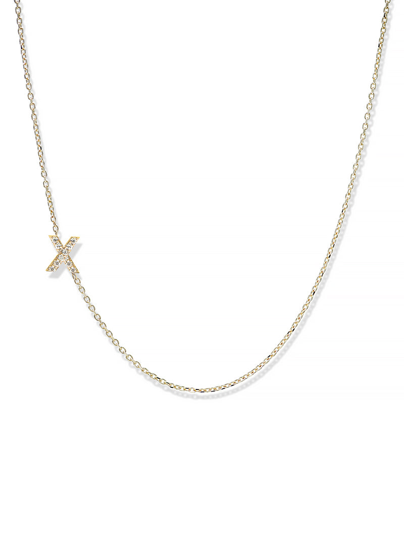 Collier Love Letter Personalisable de A à Z en Pavé
