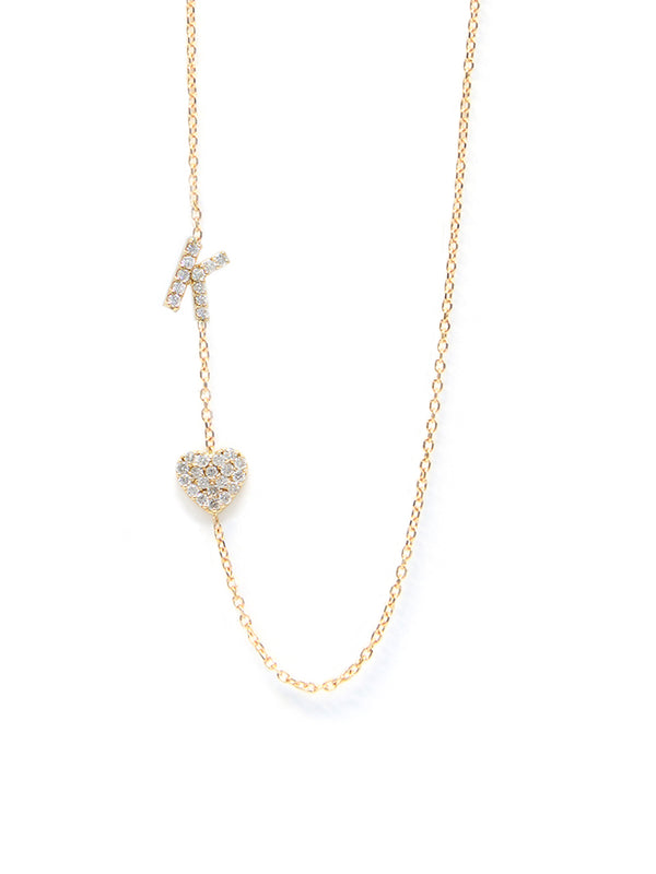 Collier Love Letter Personalisable de A à Z en Pavé