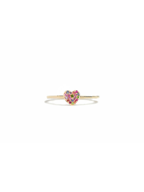 Love Letter Pavé Multicolor Heart Ring