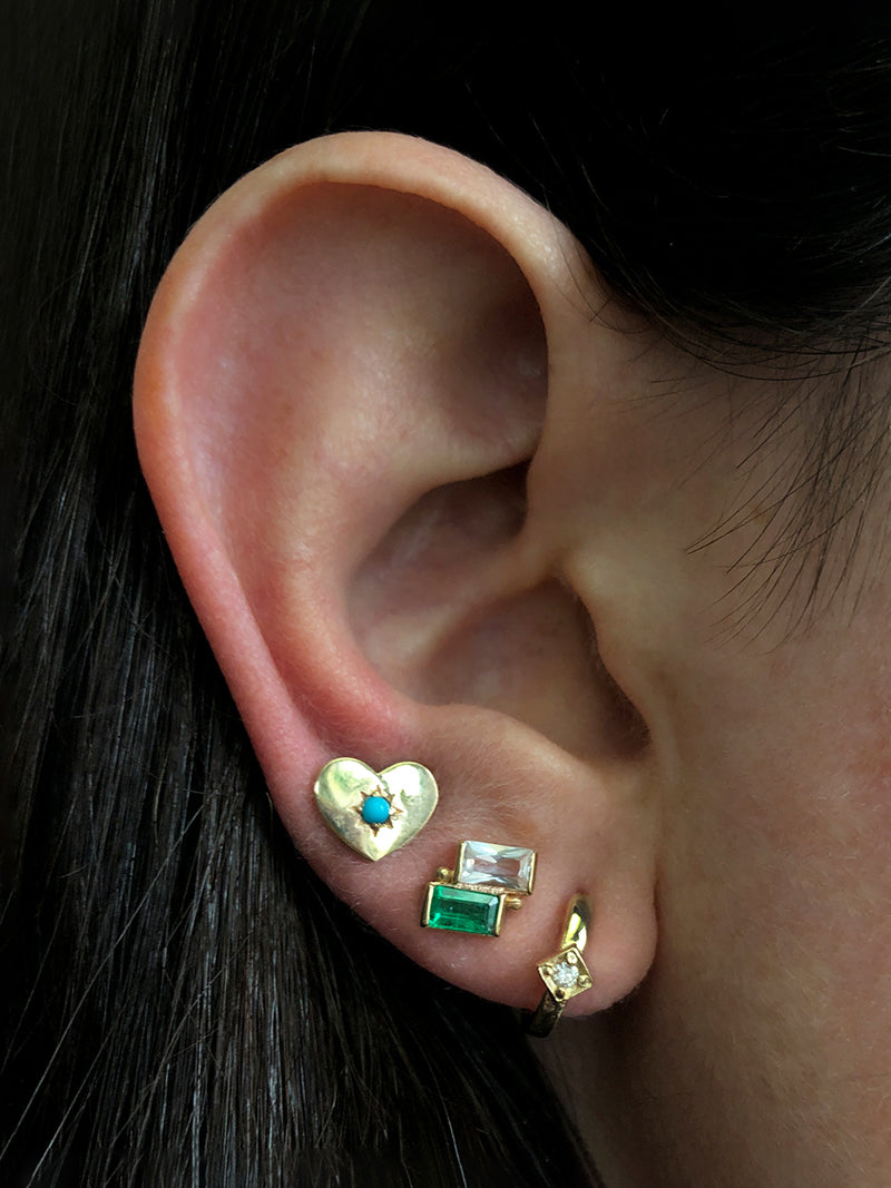 Clous d’Oreilles Cœur Turquoise Love Letter