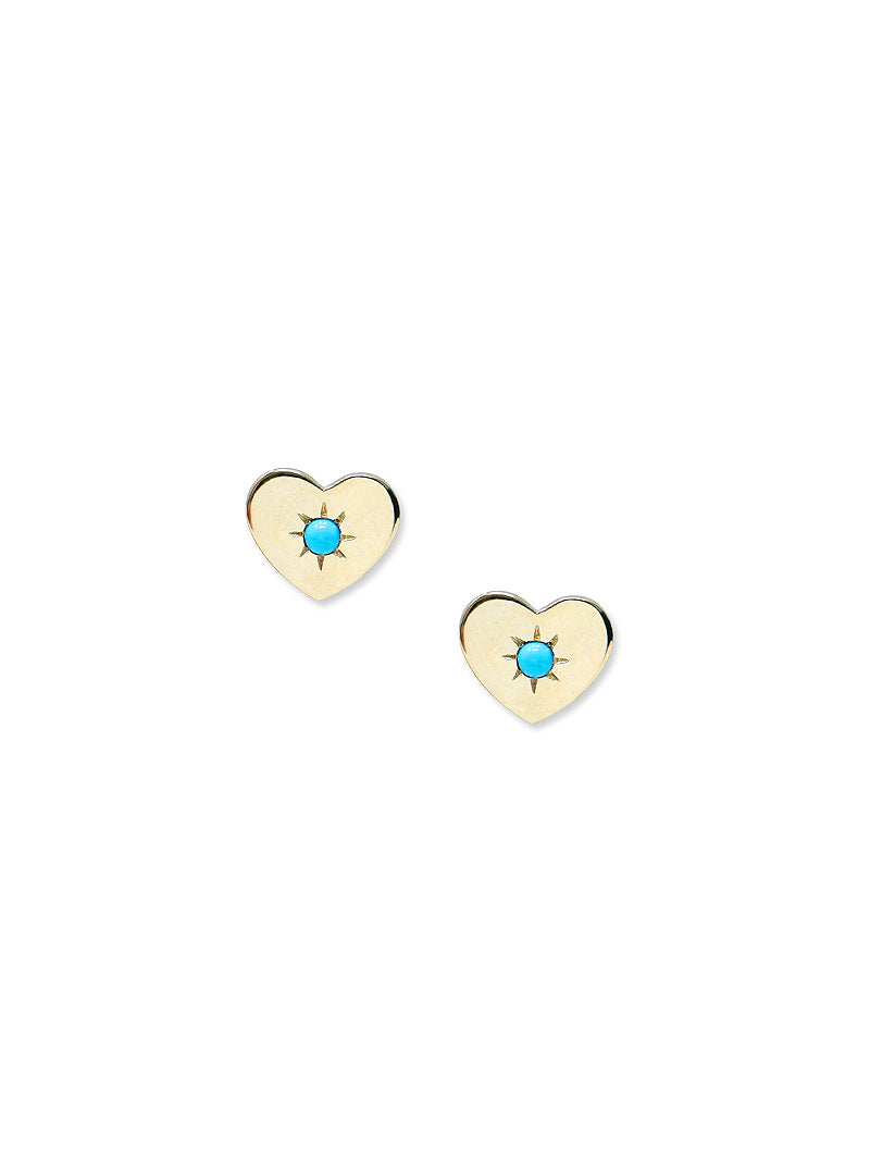 Clous d’Oreilles Cœur Turquoise Love Letter