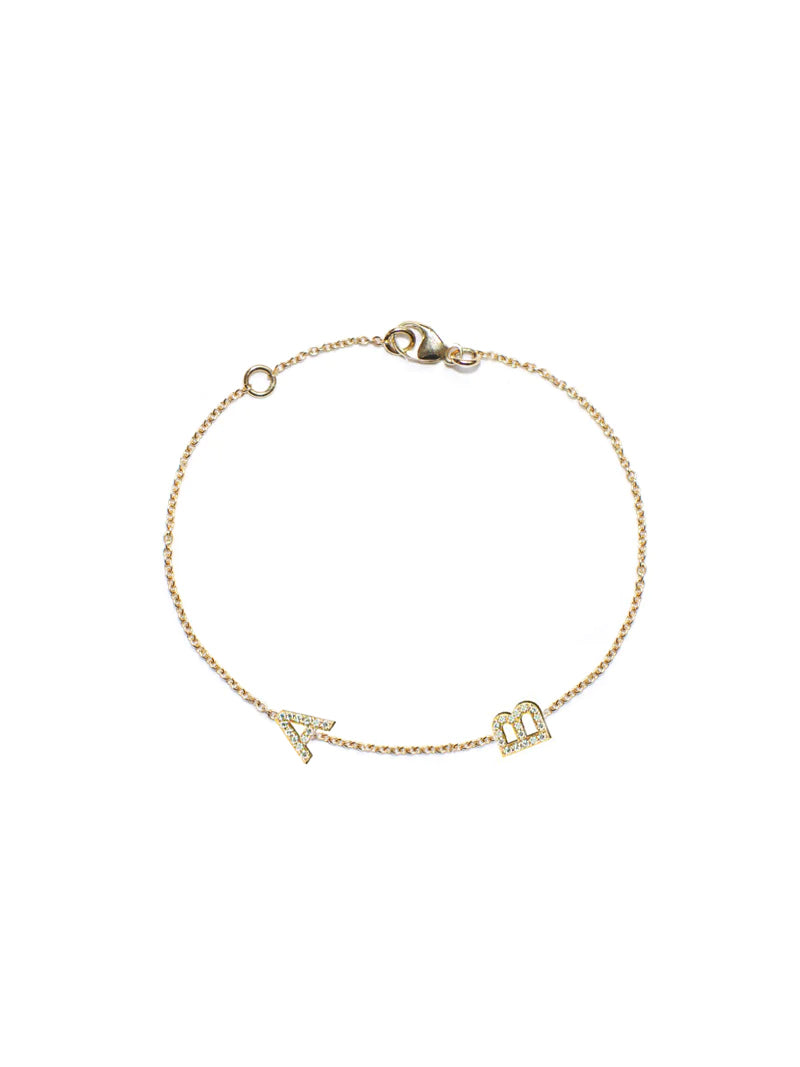 Customizable Love Letter Pavé Bracelet A to Z